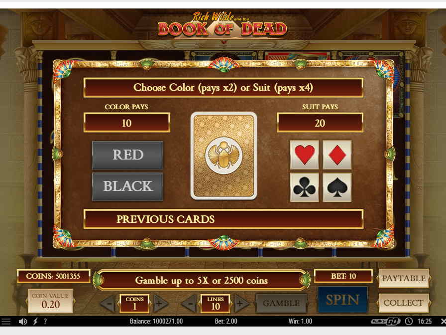 Риск игра игрового аппарата Book of Dead
