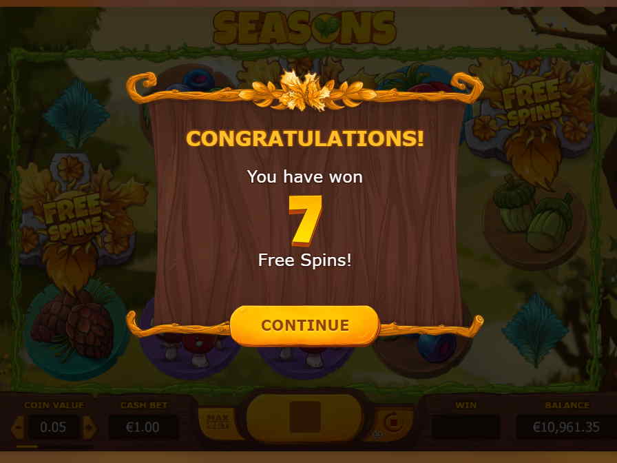 Бесплатные вращения автомата Seasons от Yggdrasil