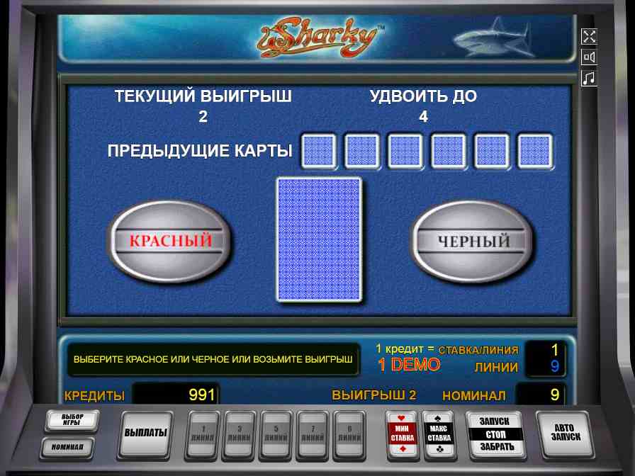 Риск-игра в слоте Sharky